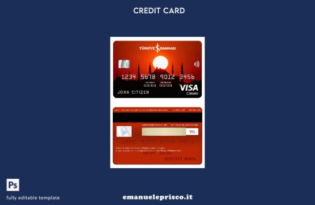 modello di carta classica per visto bancario Bankasi Turchia stile verificato